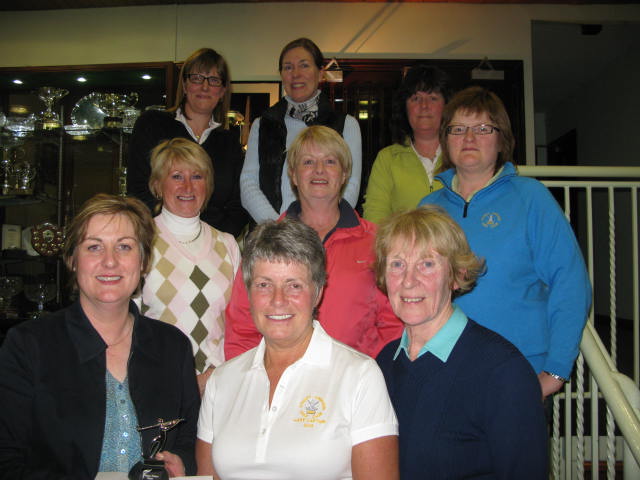 Front Row Left to Right : J Kelly winner Lady Captain H Johnston T McVeigh - Middle Row  L to R : C Cassidy, B McAnaney, P McCrory - Back Row l-r: G Steed, E Mawhinney, D Carolan