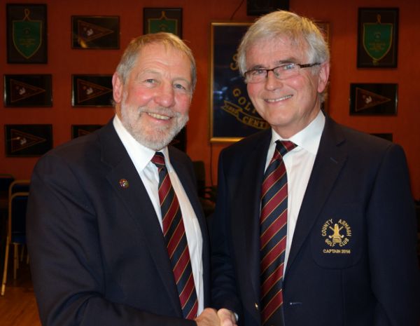 Outgoing Captain, Mr John Flack and Incoming Captain, Mr Pat McAleavey